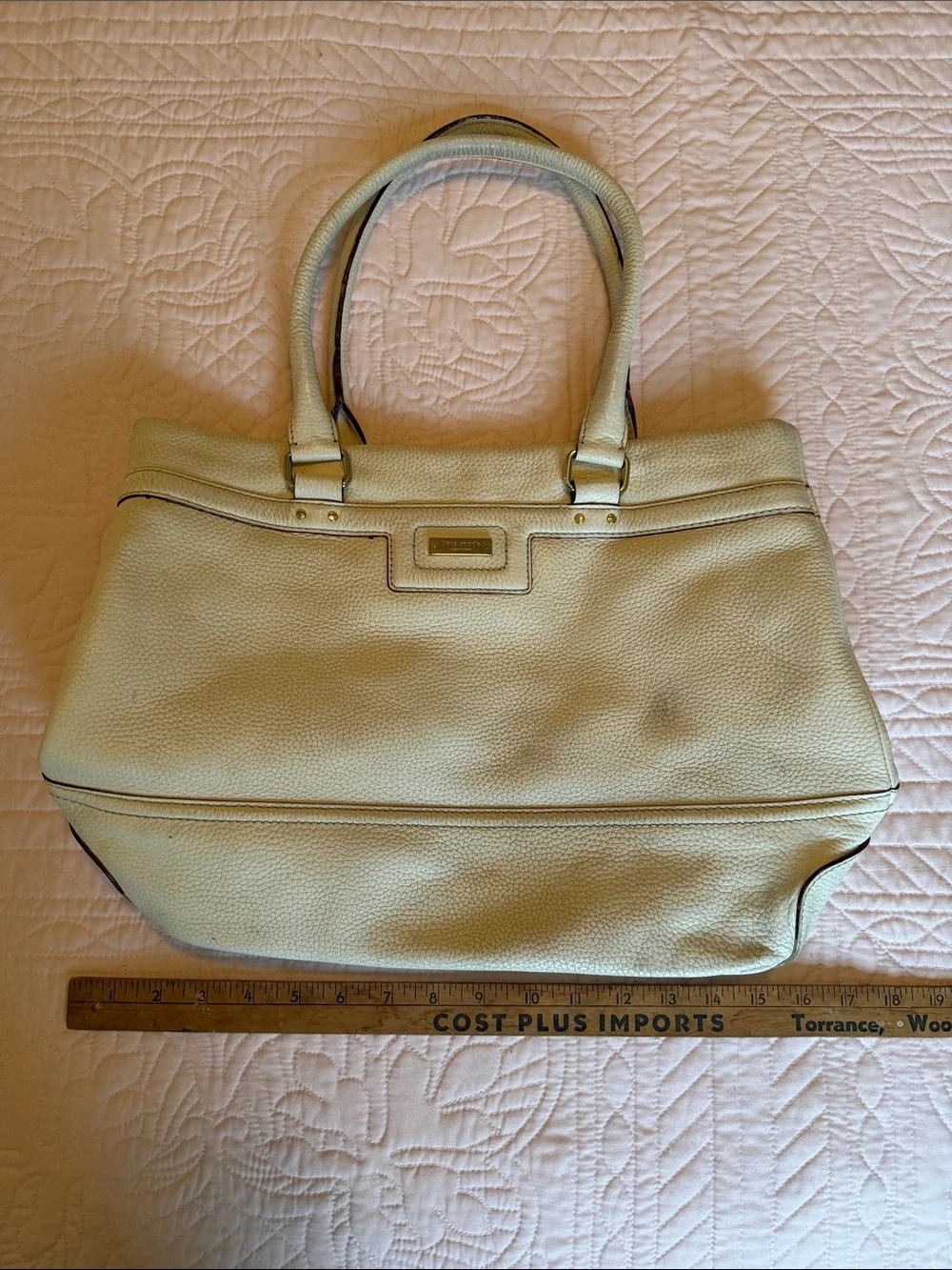 kate spade Cream Pebbled Leather Tote